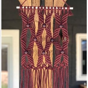 Burgundy macrame tapestry
